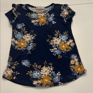 btween Floral Short Sleeve Tee - Navy, Yellow, White
